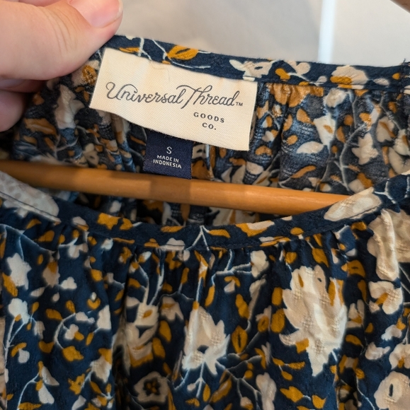 UNIVERSAL THREAD floral printed cinched waist long sleeve blouse size small - Picture 2 of 9